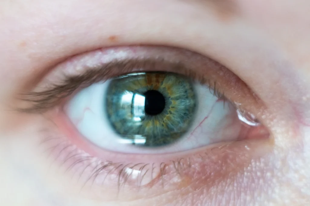 close-up on watery eye